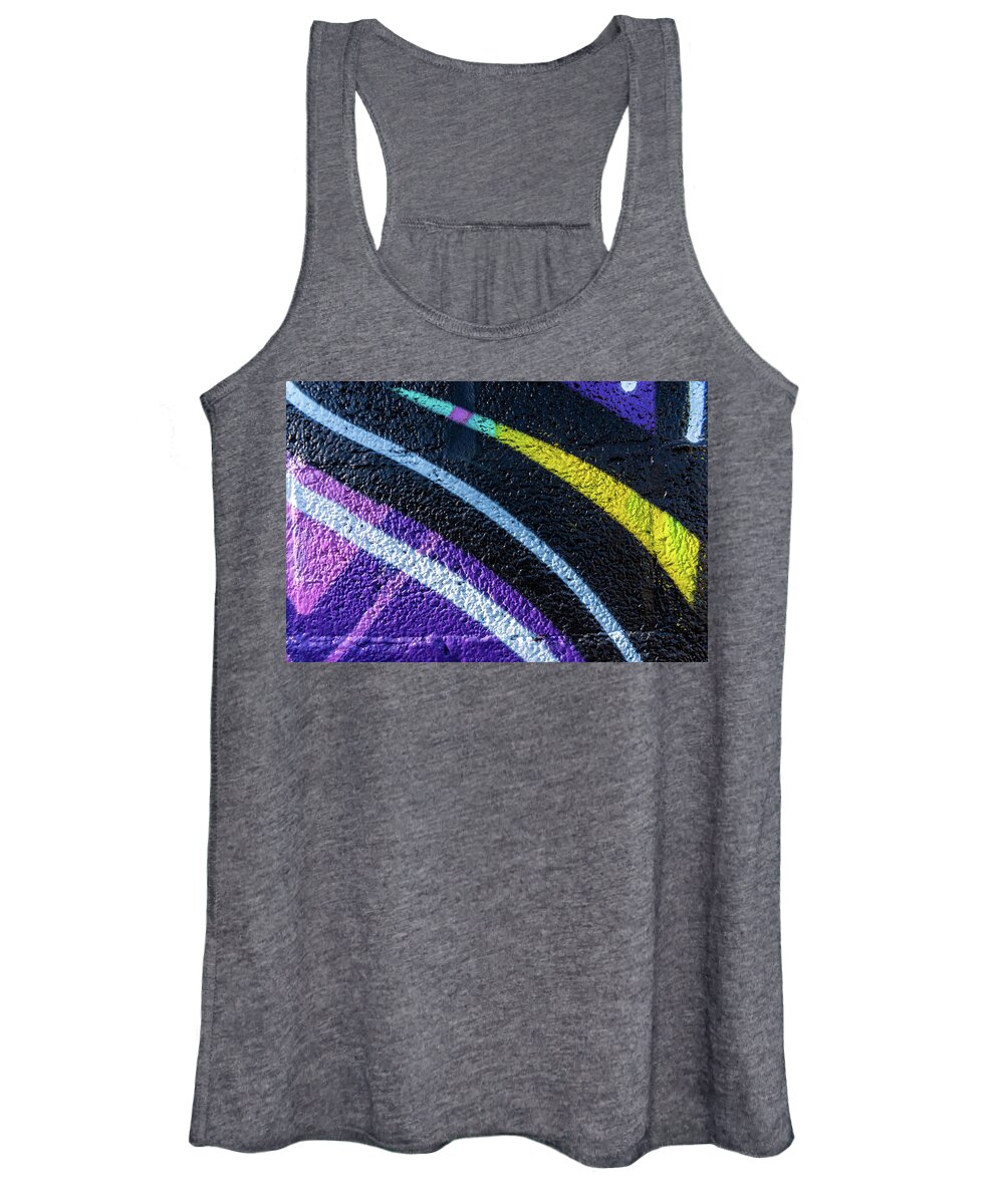 Abstract Women's Tank Top featuring the photograph Background with wall texture painted with colorful lines. by Joaquin Corbalan