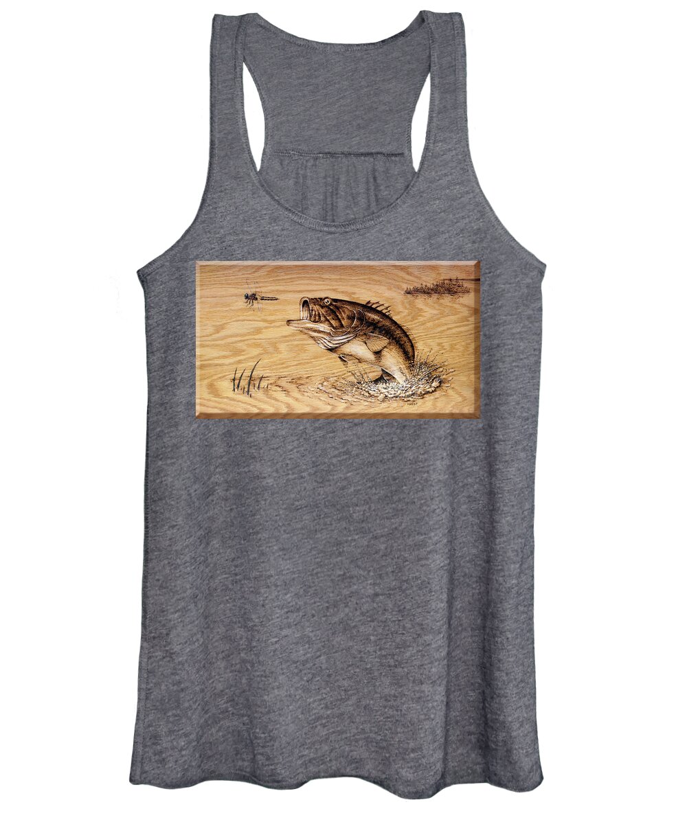 Fish Women's Tank Top featuring the pyrography Out to Dinner by Ron Haist