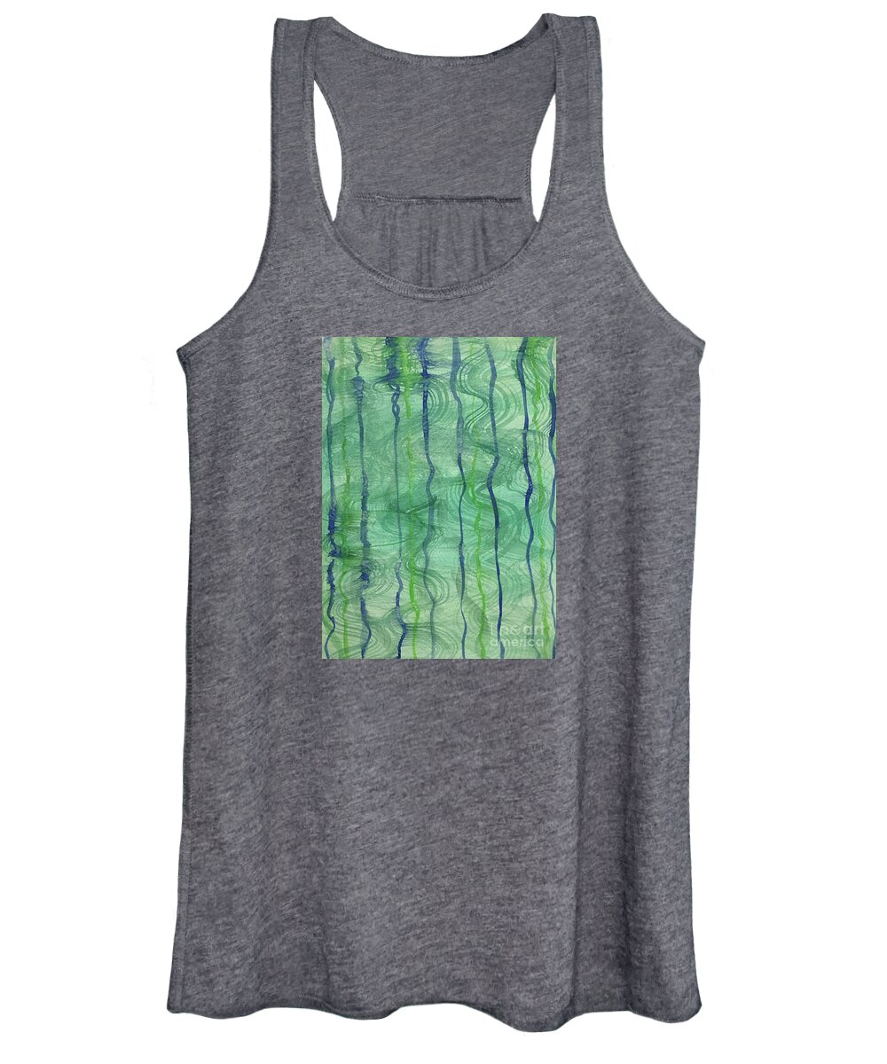 Beach Feeling Women's Tank Top featuring the painting Beach Water Lines by Annette M Stevenson