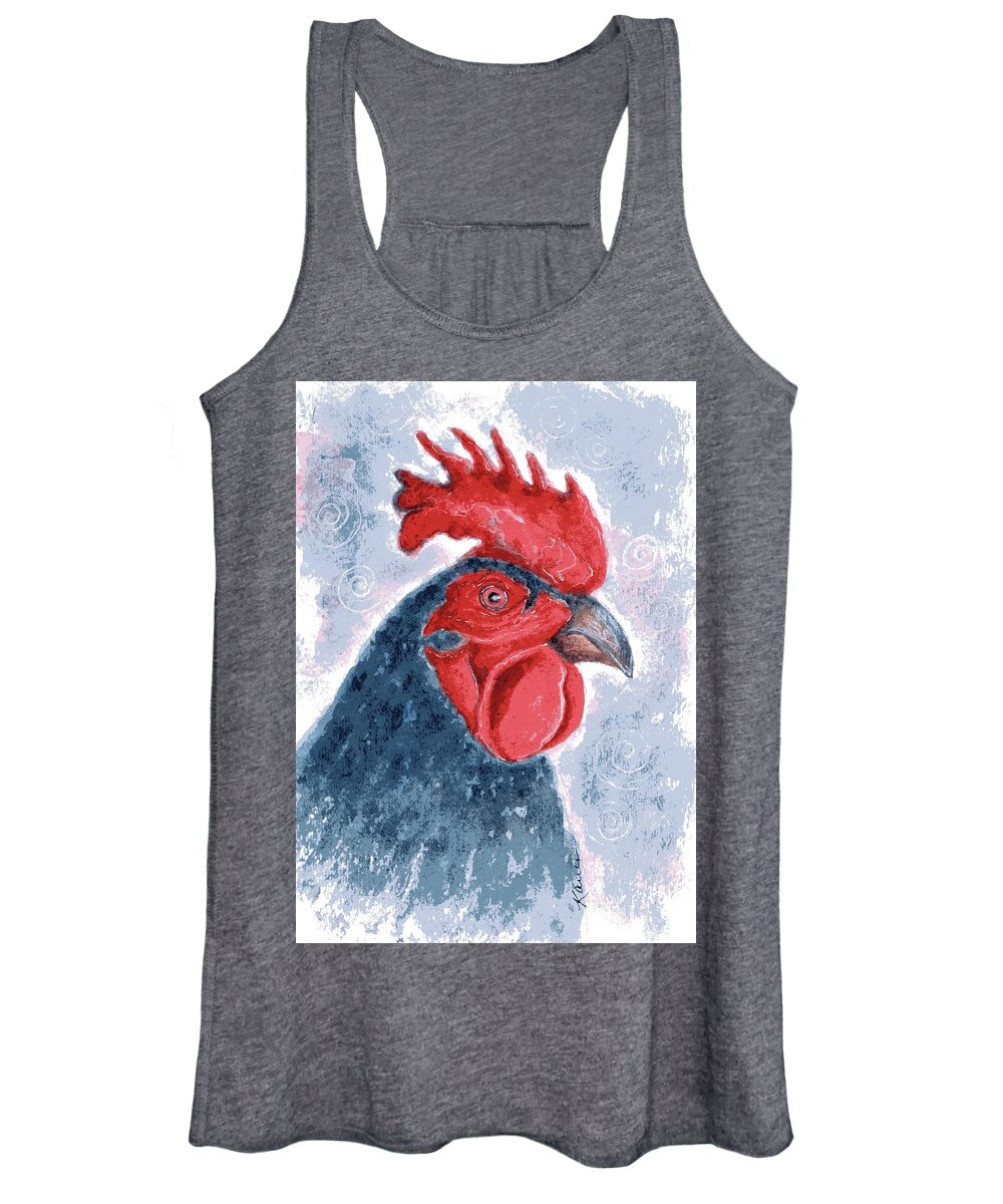 Chicken Women's Tank Top featuring the painting Big and Bluetiful by Karren Case