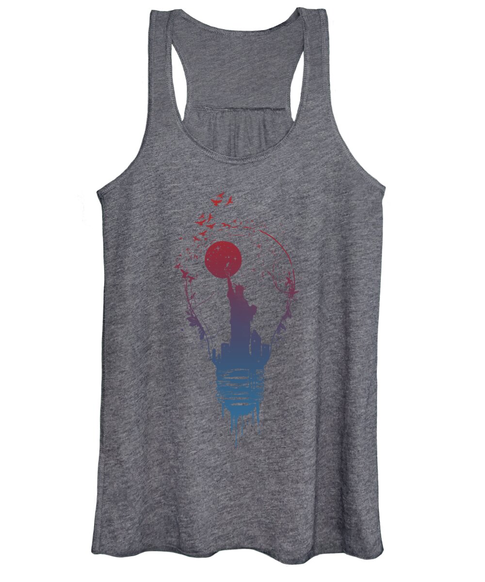 Light Women's Tank Top featuring the mixed media Big city lights by Balazs Solti