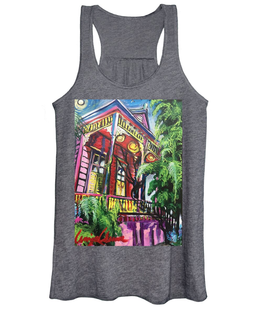 New Orleans Houses Women's Tank Top featuring the painting Big Pink by Amzie Adams