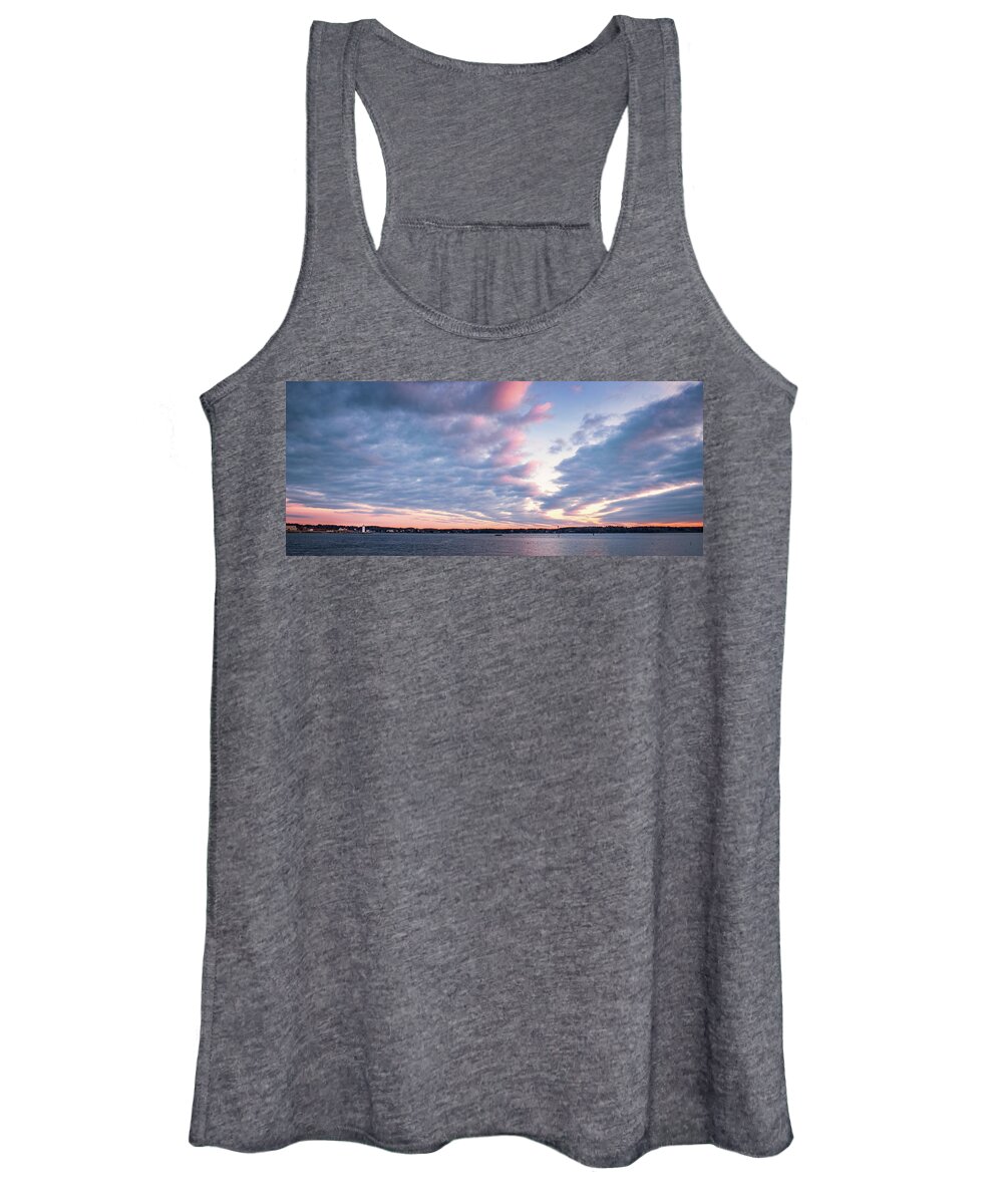 New Hampshire Women's Tank Top featuring the photograph Big Sky Over Portsmouth Light. by Jeff Sinon