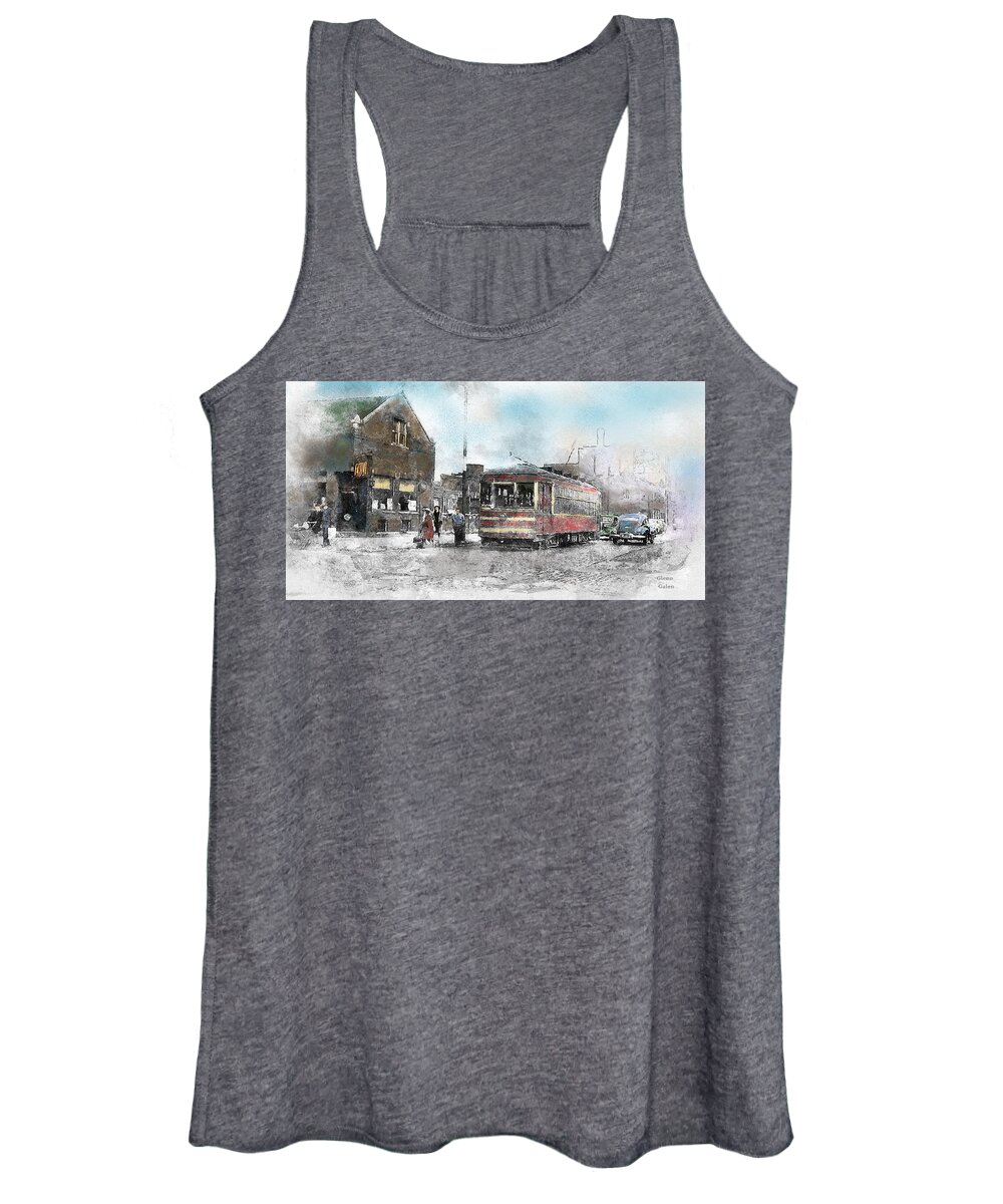Chicago Women's Tank Top featuring the mixed media Bishop's Chili - 18th and Damen in Chicago by Glenn Galen