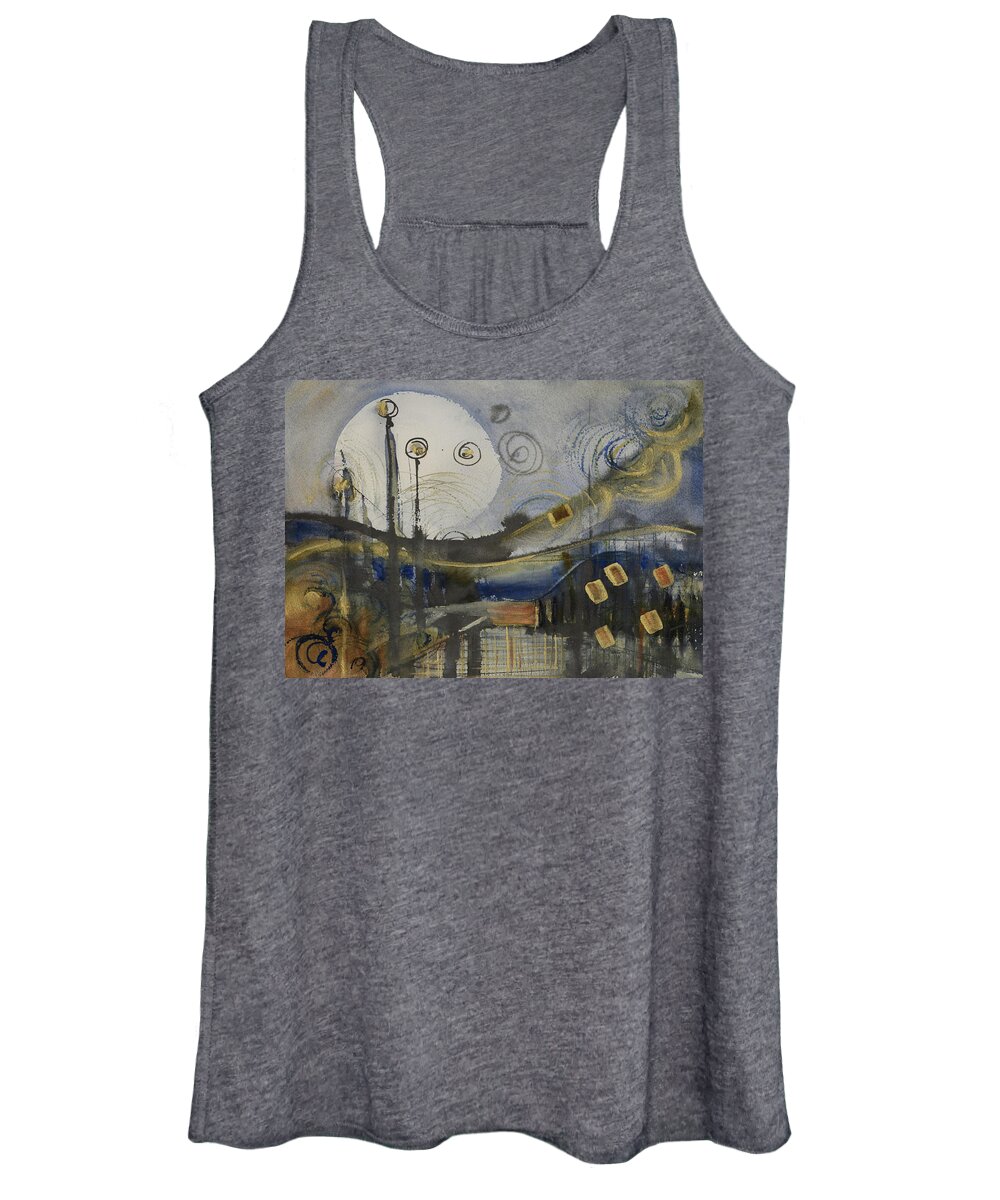 Watercolor Women's Tank Top featuring the painting Blaue Landschaft by Judith Levins