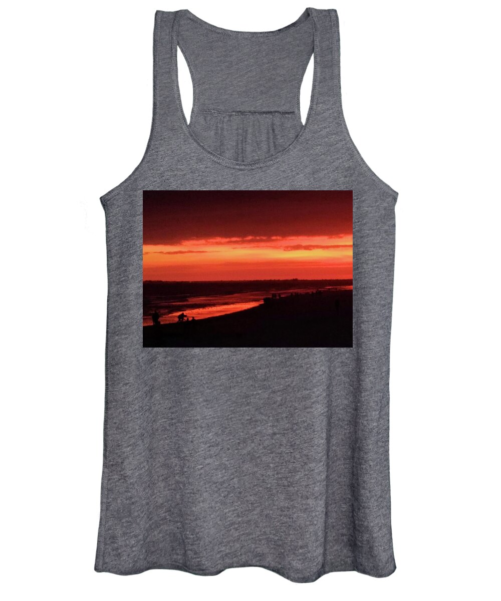 Sunset Women's Tank Top featuring the photograph Blazing Sunset by Karen Stansberry