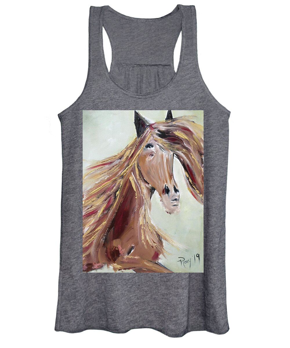 Horse Women's Tank Top featuring the painting Blonde Beauty by Roxy Rich
