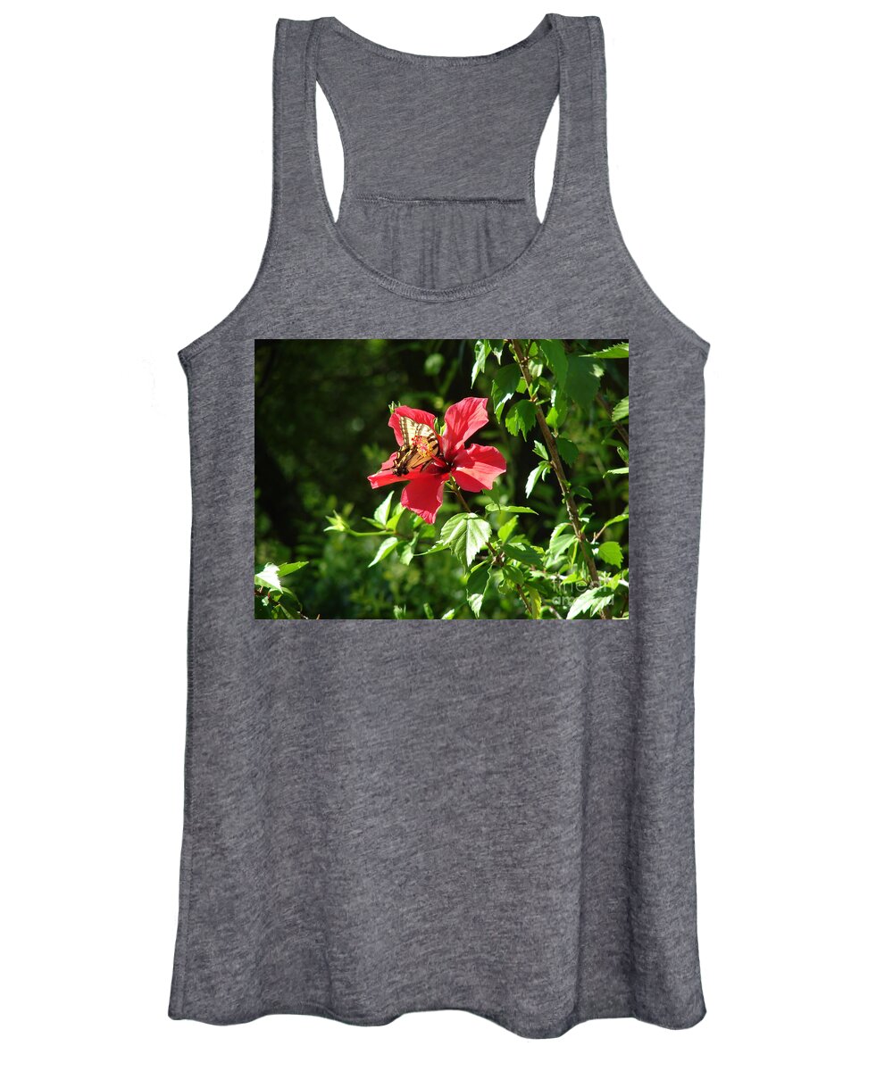 Flower Bloom Hibiscus Monarch Butterfly Women's Tank Top featuring the photograph Bloom Bloom 5 by Lee Antle