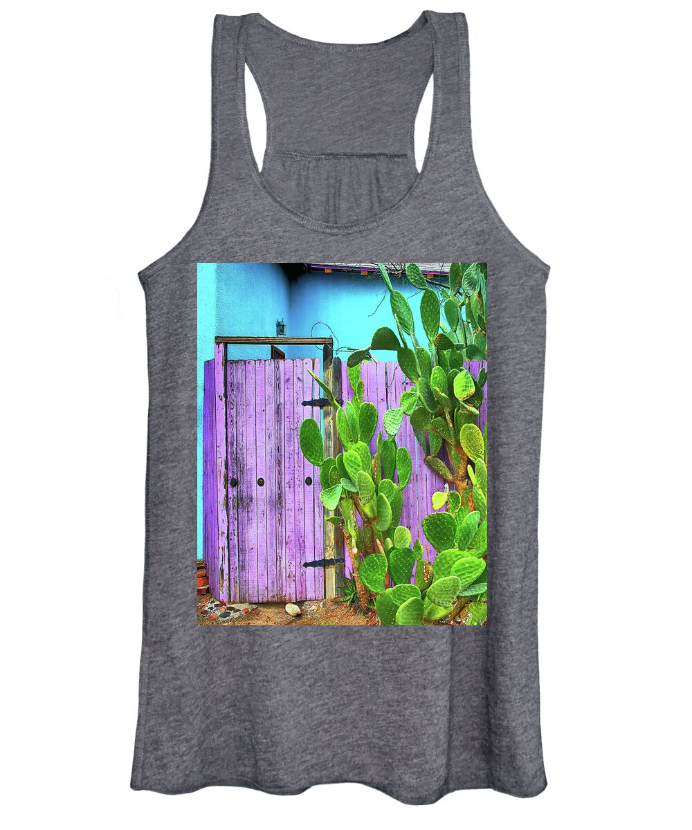 Southwest Women's Tank Top featuring the photograph Blue and Purple Door, Southwest Color by Don Schimmel