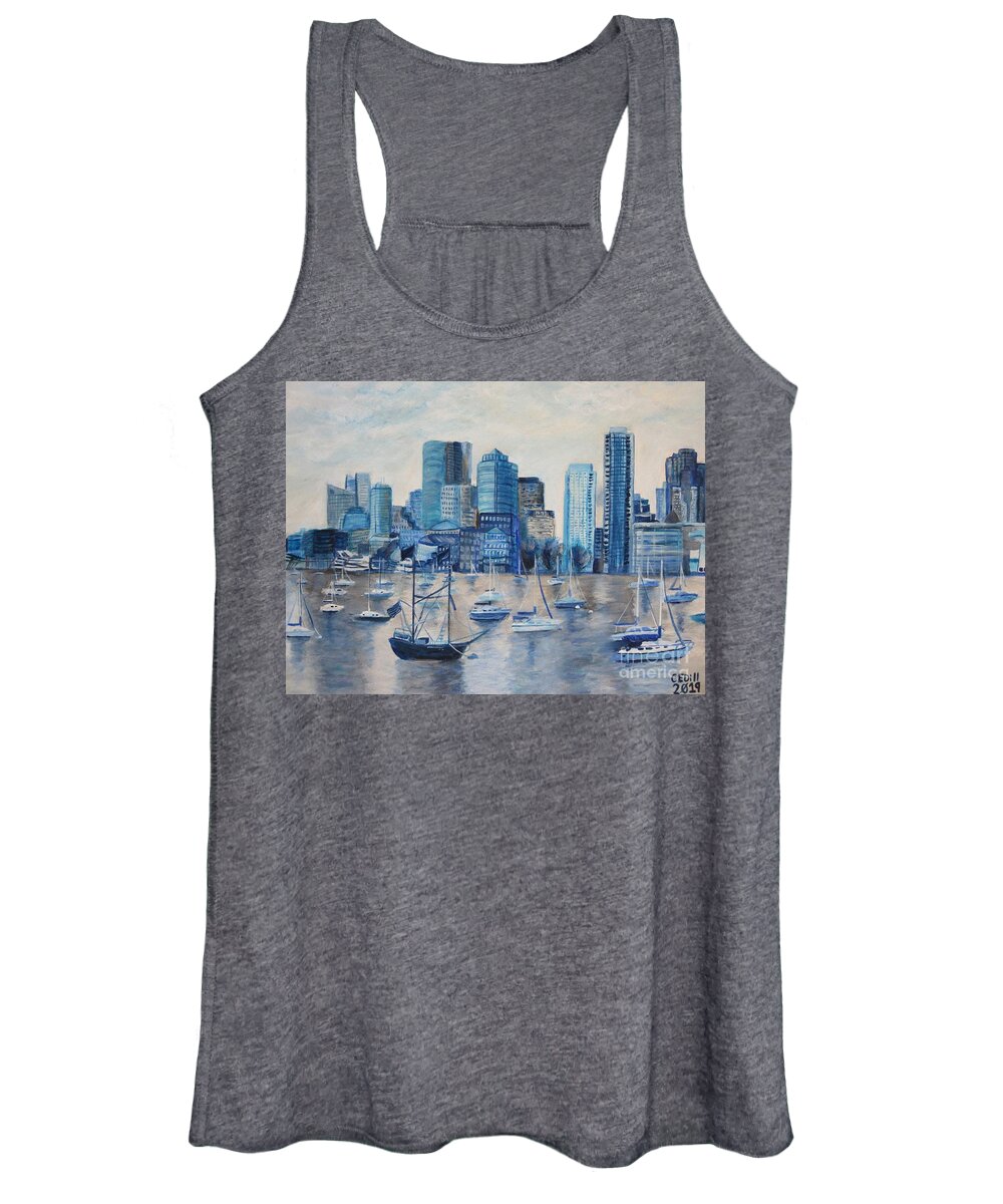 Boston Women's Tank Top featuring the painting Bluecode Boston by C E Dill