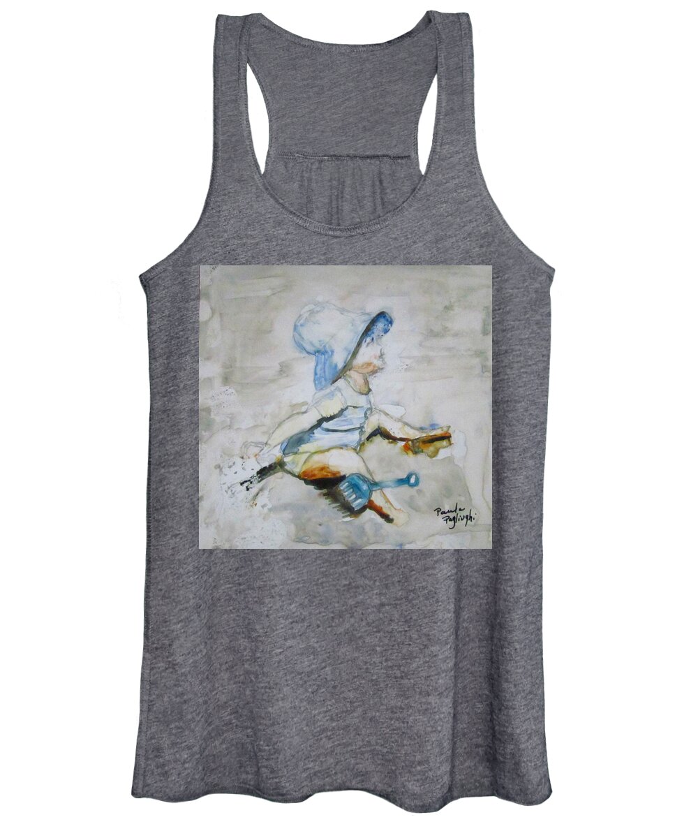 Painting Women's Tank Top featuring the painting Brielle on the Beach by Paula Pagliughi