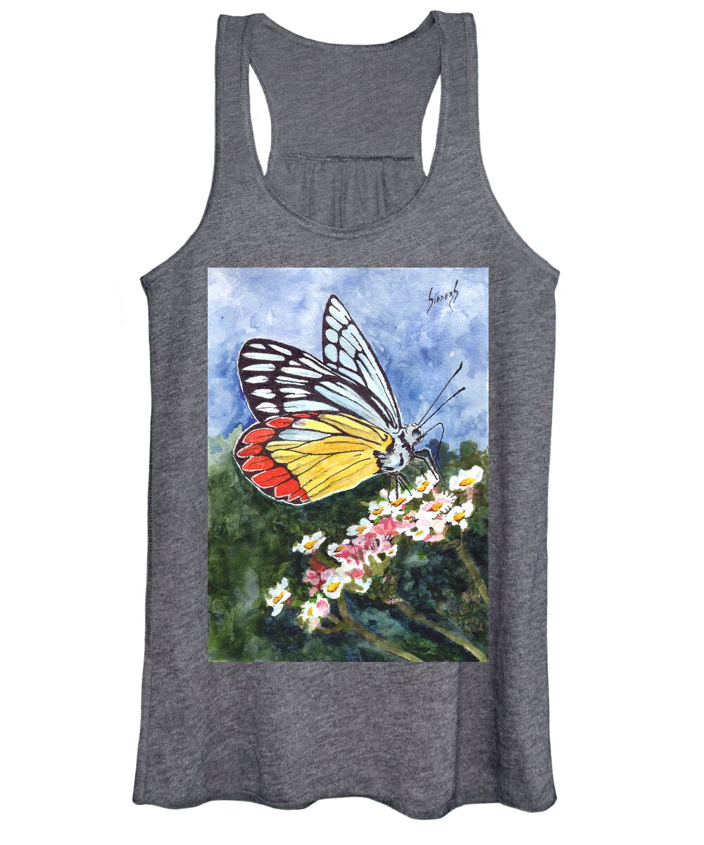 Butterfly Women's Tank Top featuring the painting Butterfly 190224 by Sam Sidders
