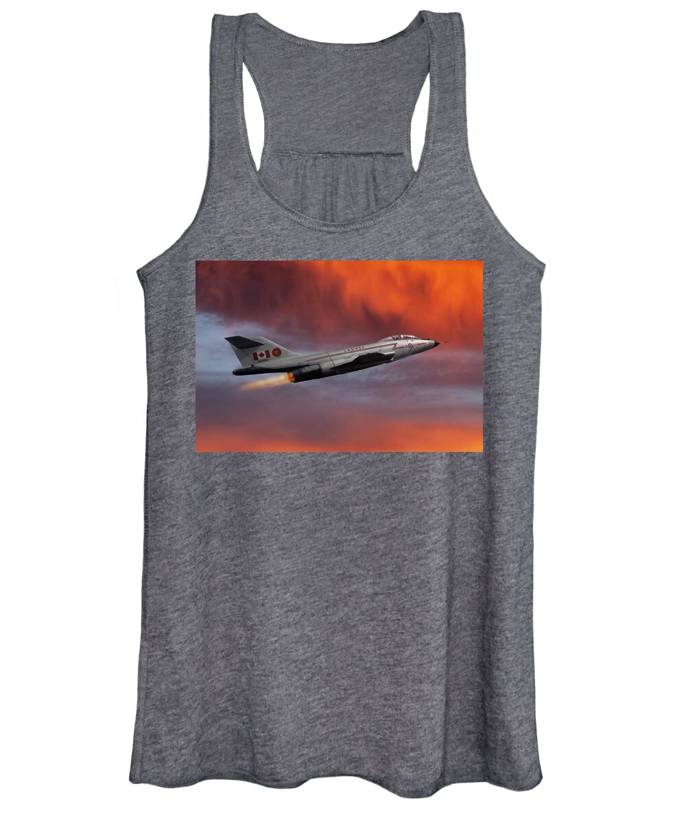 Canadian Armed Forces Women's Tank Top featuring the mixed media Canadian Supersonic Sunset by Erik Simonsen