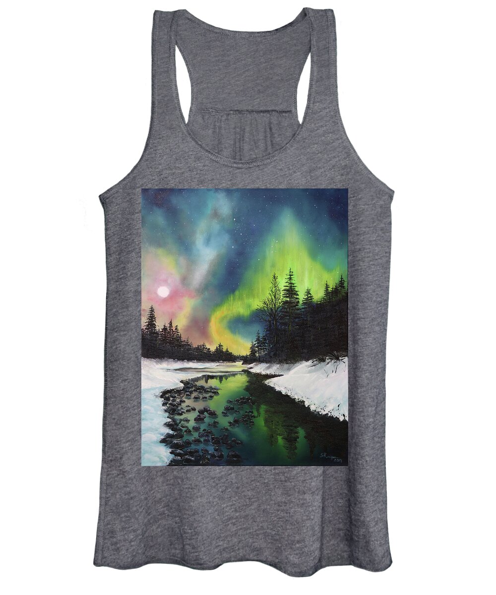 Landscape Women's Tank Top featuring the painting Celestial Veils by Stephen Krieger