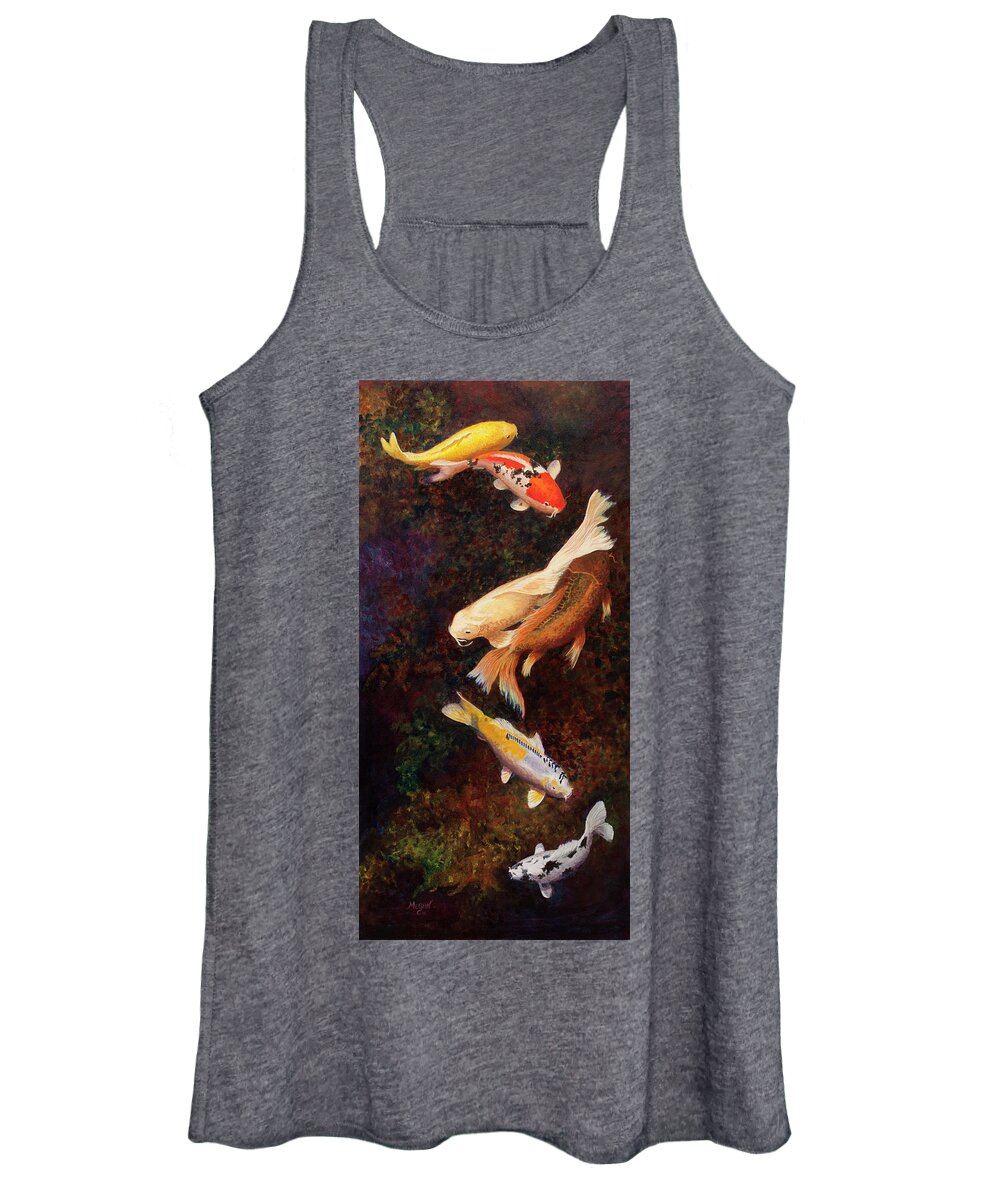 Koi Women's Tank Top featuring the painting Chasing Tail by Megan Collins