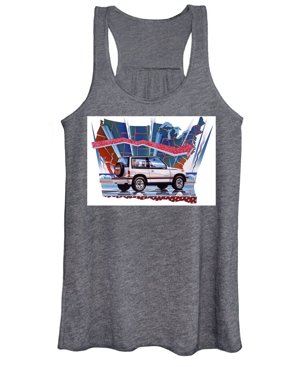 Usa Map Women's Tank Top featuring the painting Chevy Tracker Car Illustration by Garth Glazier