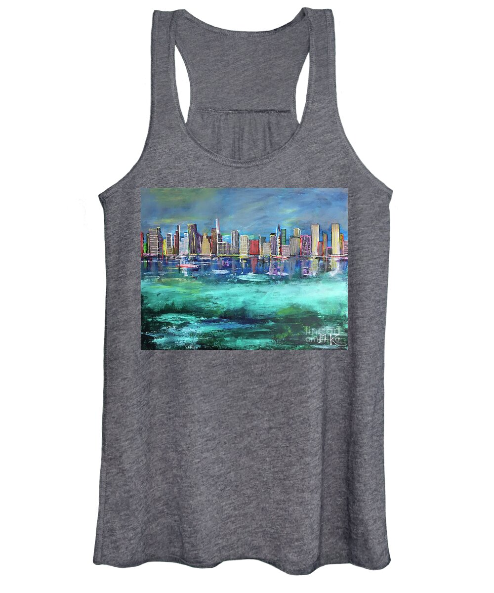  Women's Tank Top featuring the painting Chicago Skyline by Maria Karlosak