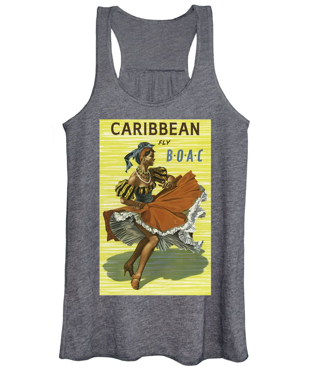 Caribbean Women's Tank Top featuring the digital art Classic Travel Poster by Esoterica Art Agency