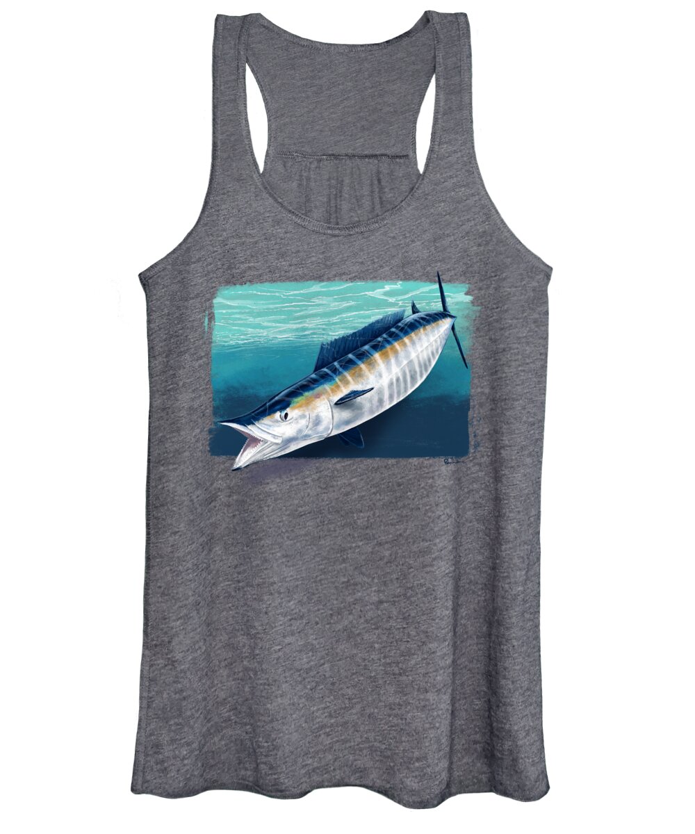 Wahoo Women's Tank Top featuring the digital art Close Call by Kevin Putman