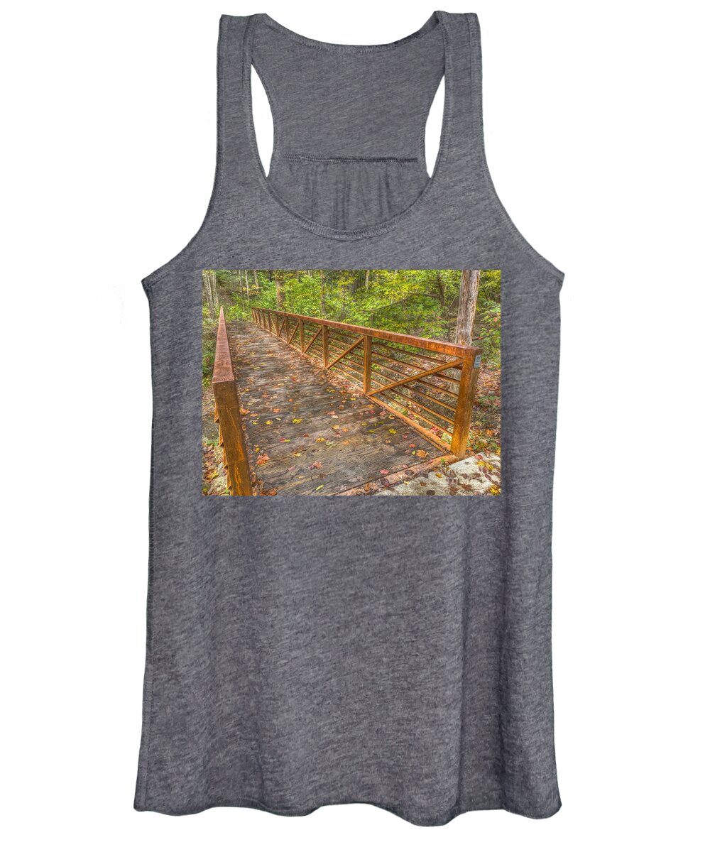 Bridge Women's Tank Top featuring the photograph Close up of bridge at Pine Quarry Park by Jeremy Lankford