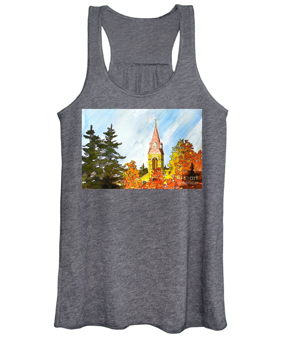 Fall Women's Tank Top featuring the painting Collingwood Church by Petra Burgmann