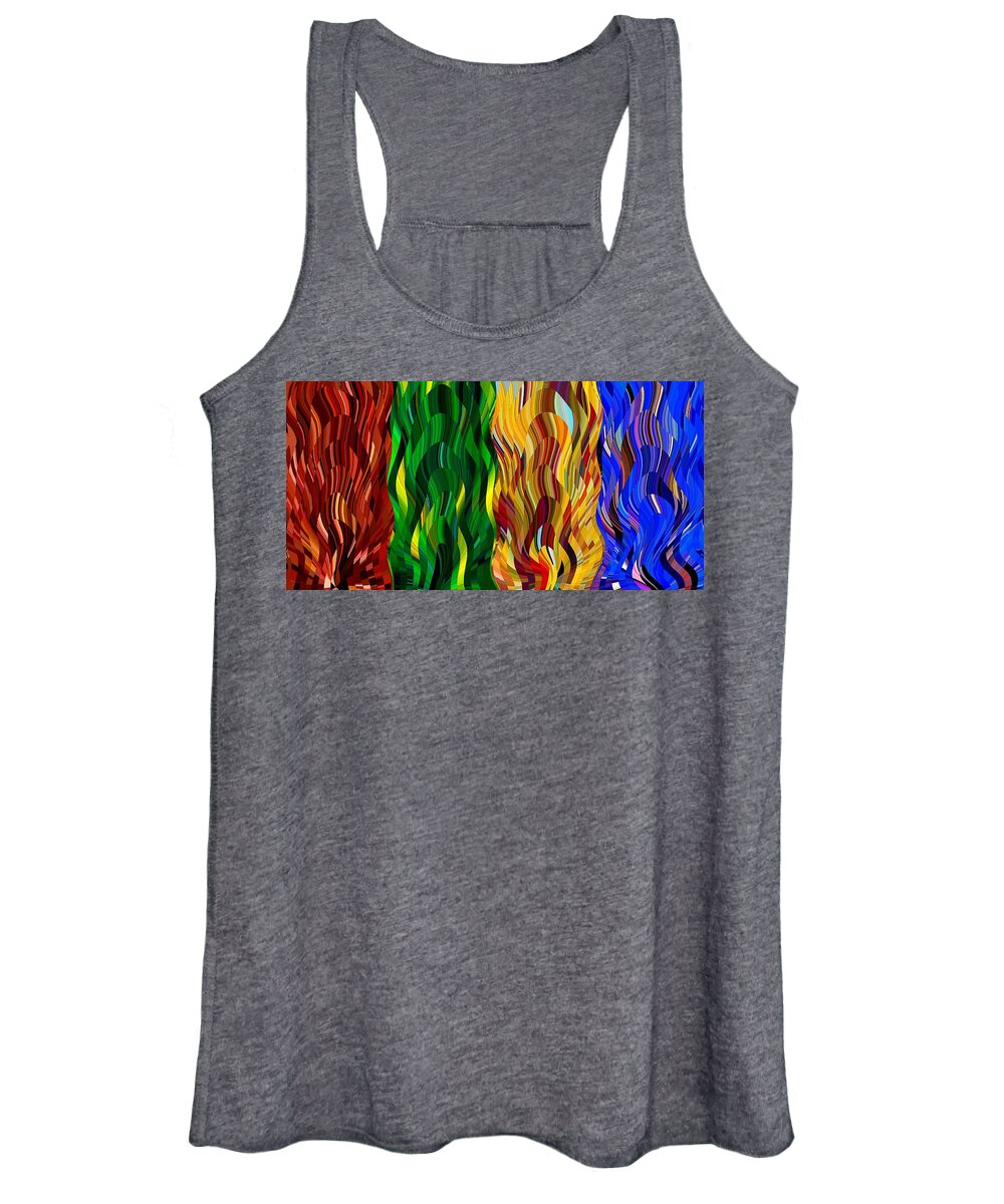 Fire Women's Tank Top featuring the digital art Colored Fire by David Manlove