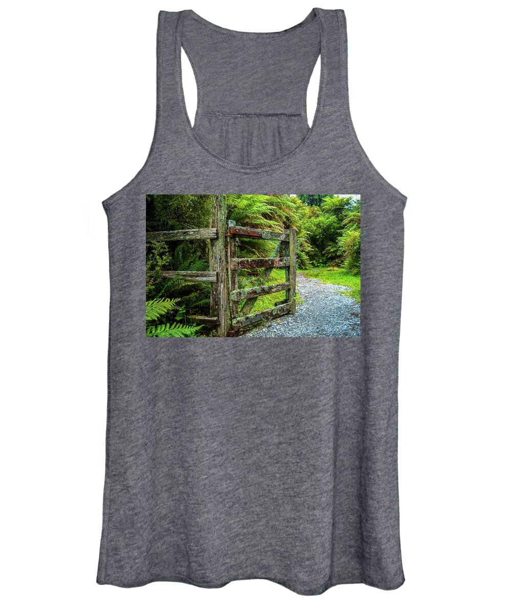 Gate Women's Tank Top featuring the photograph Come in the gate's open by Leslie Struxness