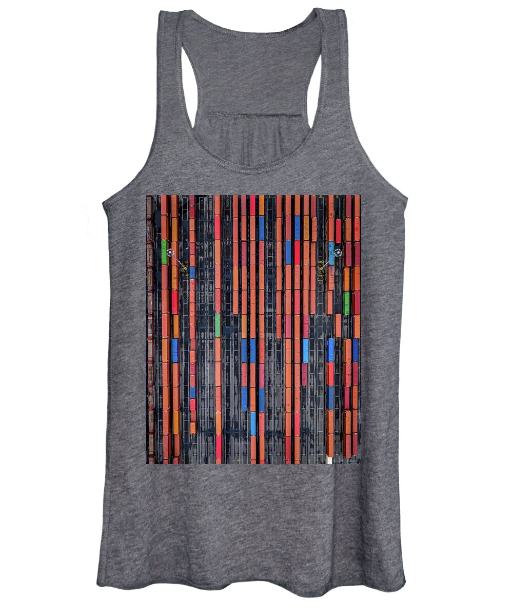 Shipping Containers Women's Tank Top featuring the photograph Container Dandelions by Clinton Ward