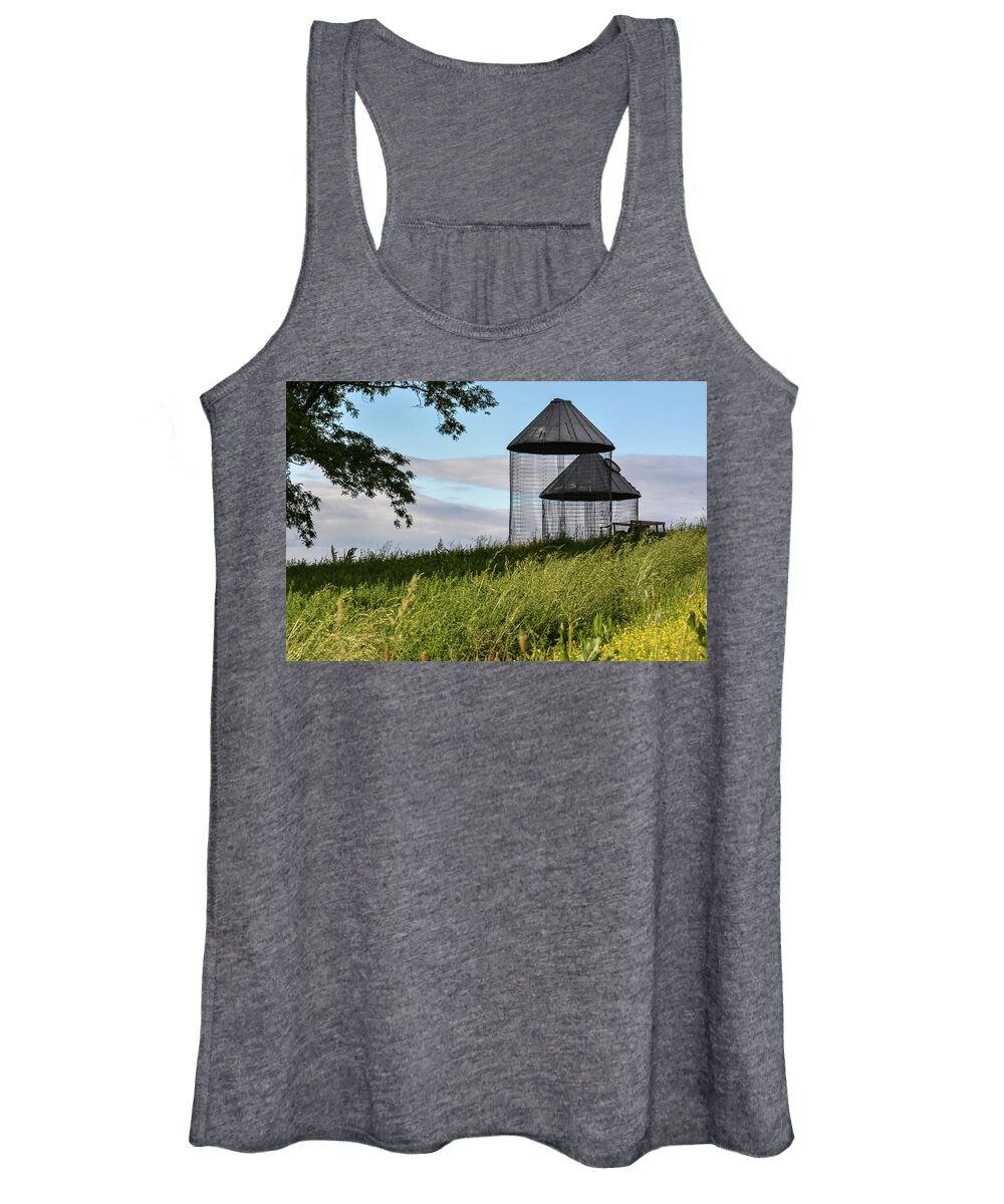 Corn Cribs Women's Tank Top featuring the photograph Corn Cribs in Spring by Tana Reiff