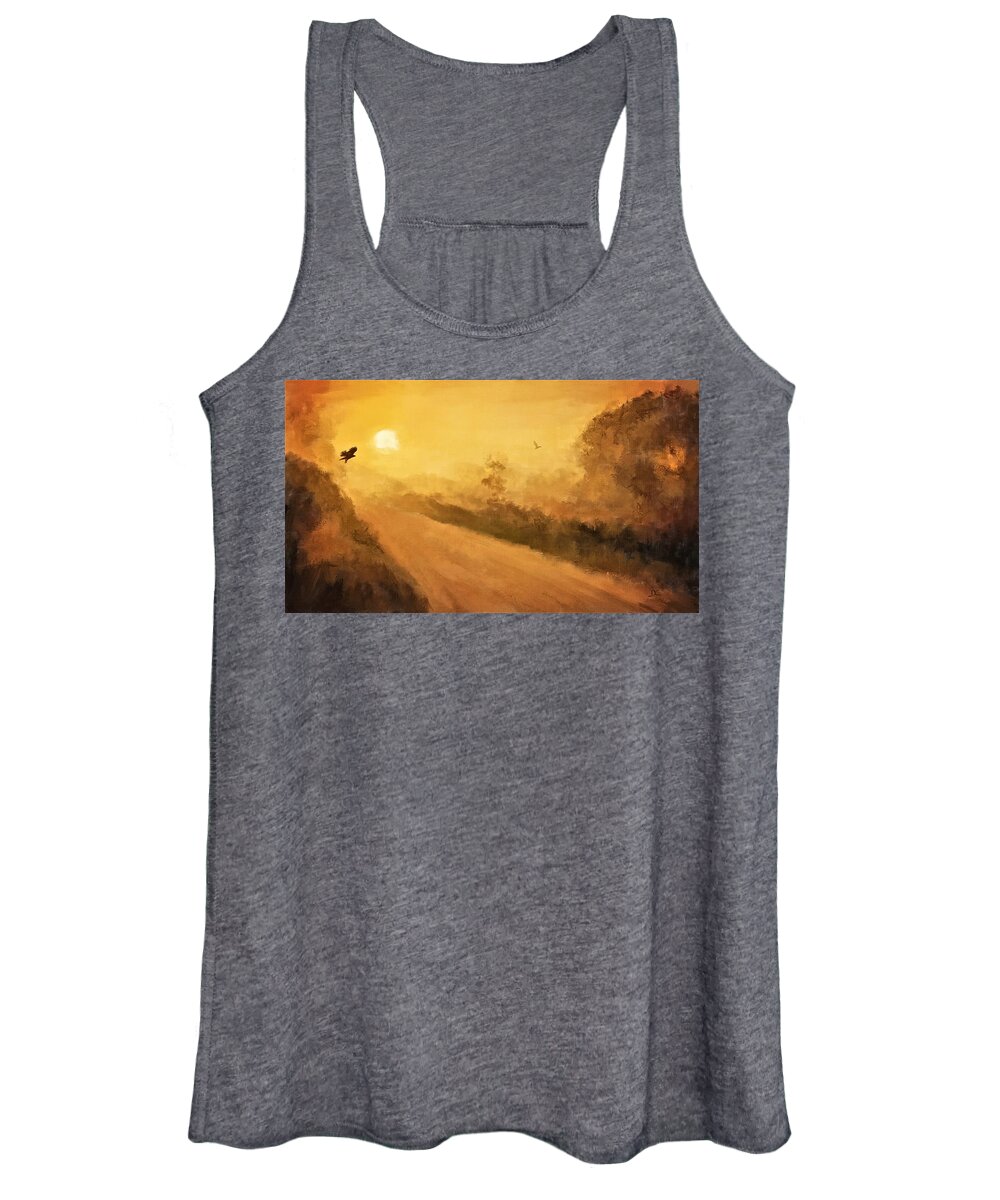 Landscape Women's Tank Top featuring the painting Country Gold by Diane Chandler