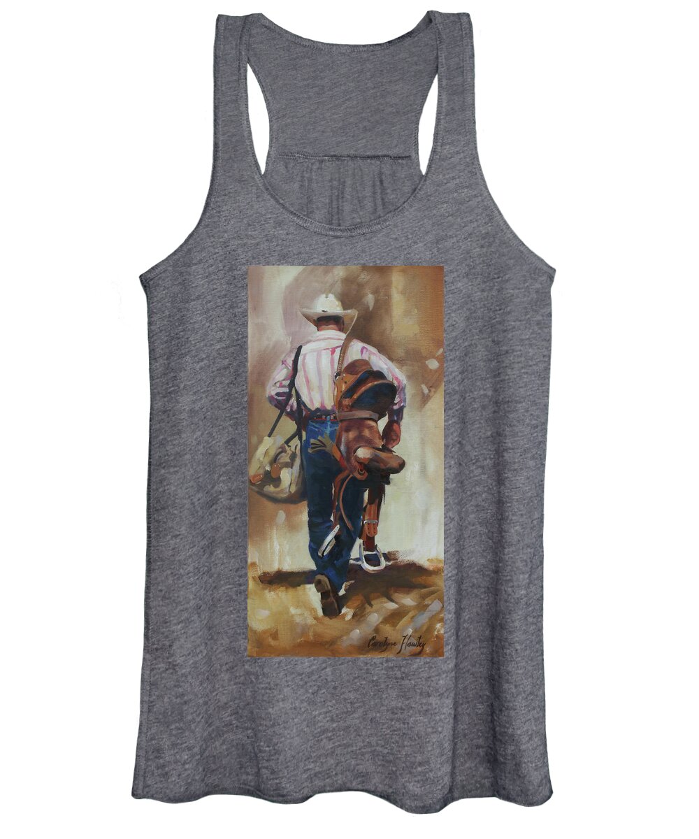 Figurative Art Women's Tank Top featuring the painting Cowboy Up by Carolyne Hawley