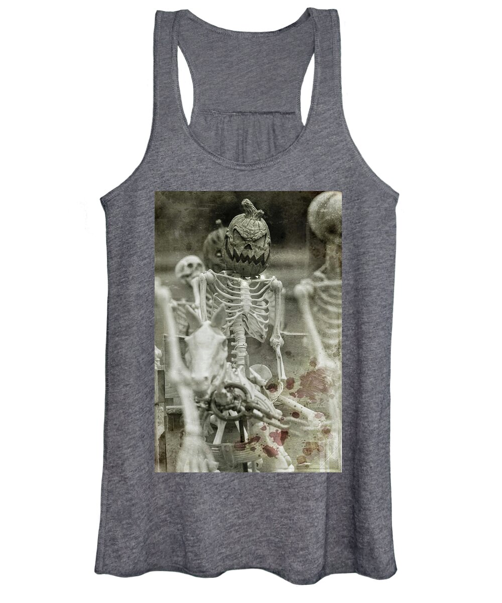 Creepy Women's Tank Top featuring the photograph Creepy Vintage Pumpkin by Carrie Ann Grippo-Pike