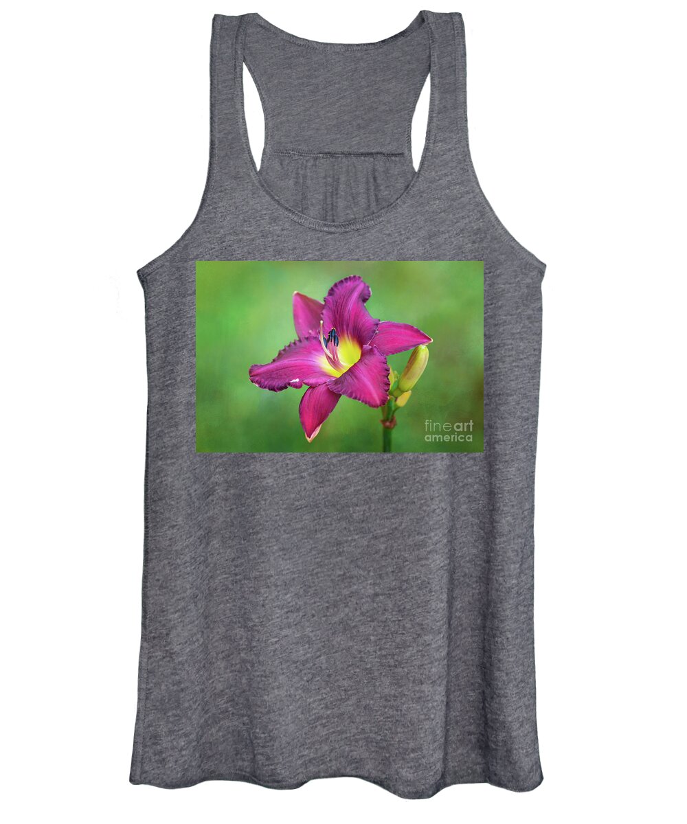 Daylily Women's Tank Top featuring the photograph Glorious Crimson Daylily by Anita Pollak