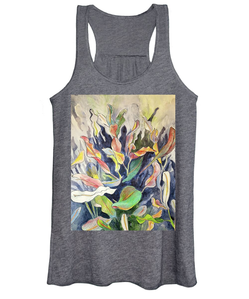 Plant Women's Tank Top featuring the mixed media Croton plant by Tilly Strauss