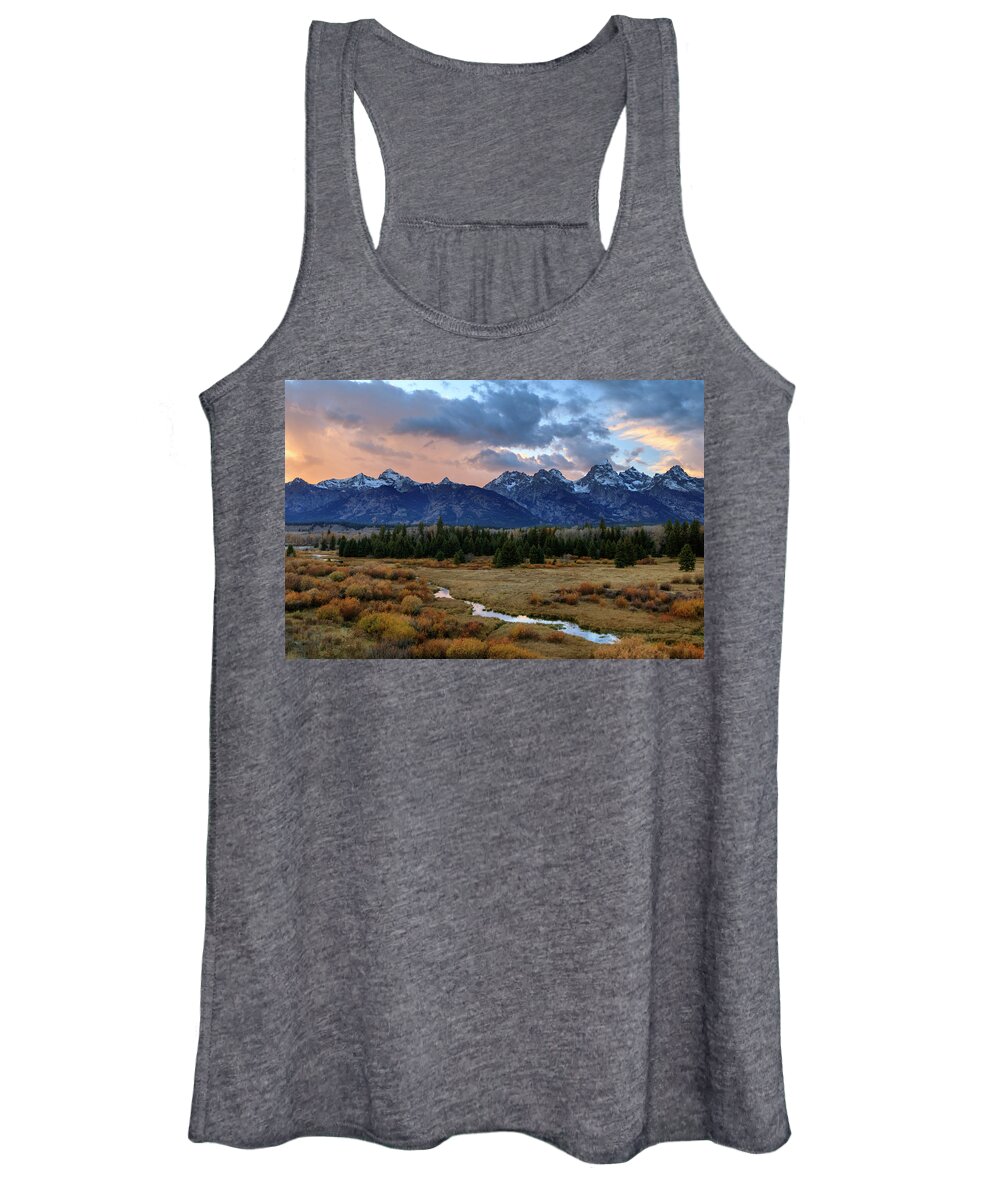 Grand Teton National Park Women's Tank Top featuring the photograph Day is Done by Catherine Avilez