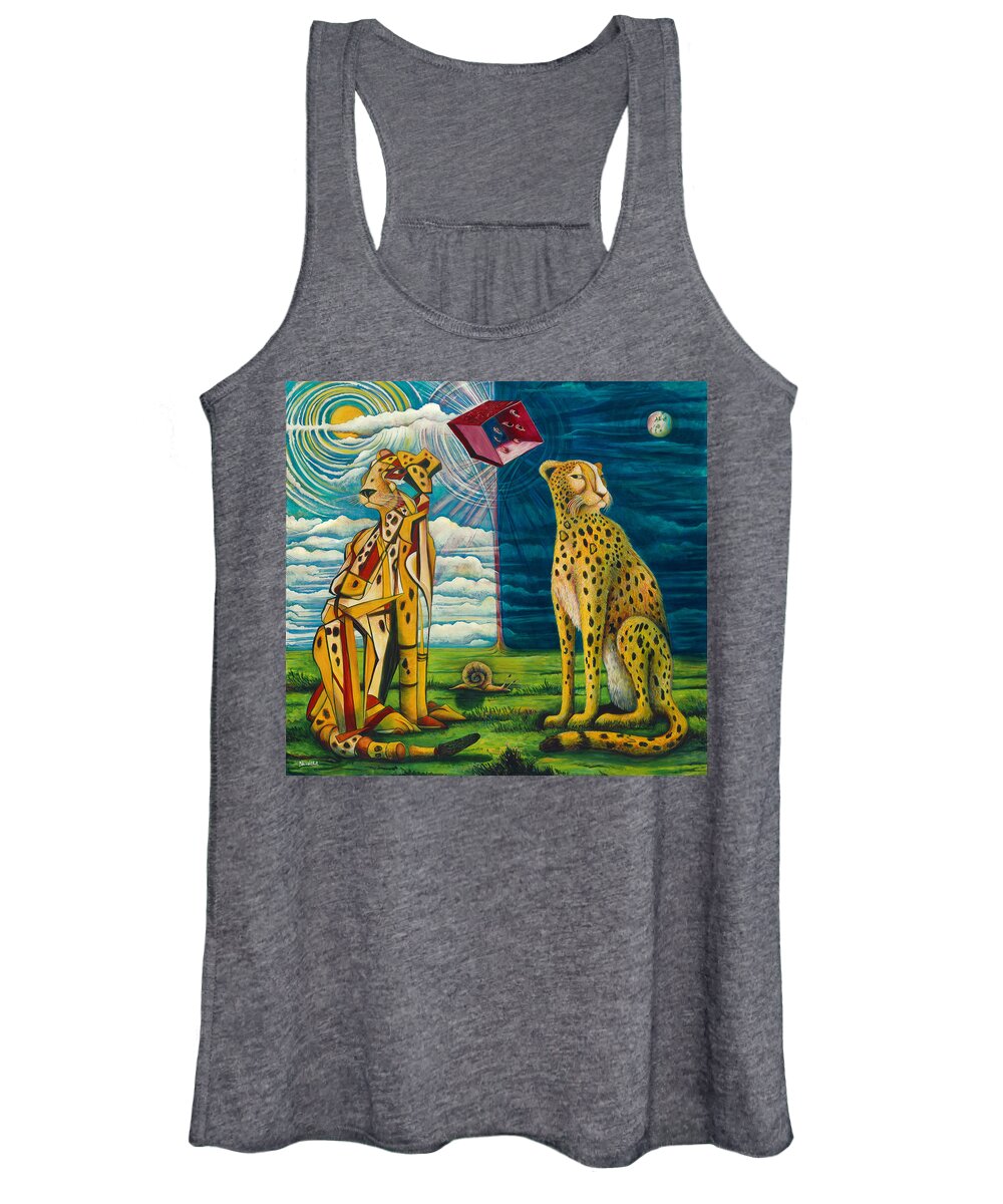 Cheetahs Women's Tank Top featuring the painting Double Whammy by Yom Tov Blumenthal