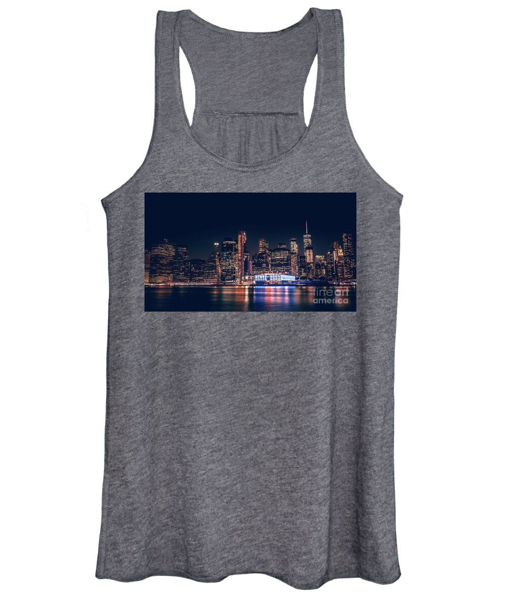  Women's Tank Top featuring the photograph Downtown at Night by Dheeraj Mutha