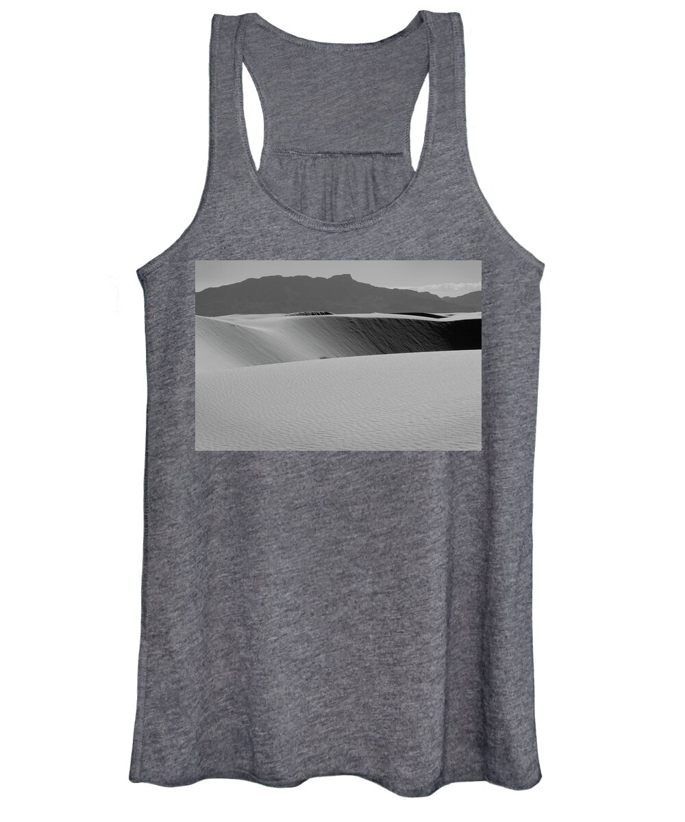 Richard E. Porter Women's Tank Top featuring the photograph Dunes and Mountains #4143 - White Sands National Monument, New Mexico by Richard Porter
