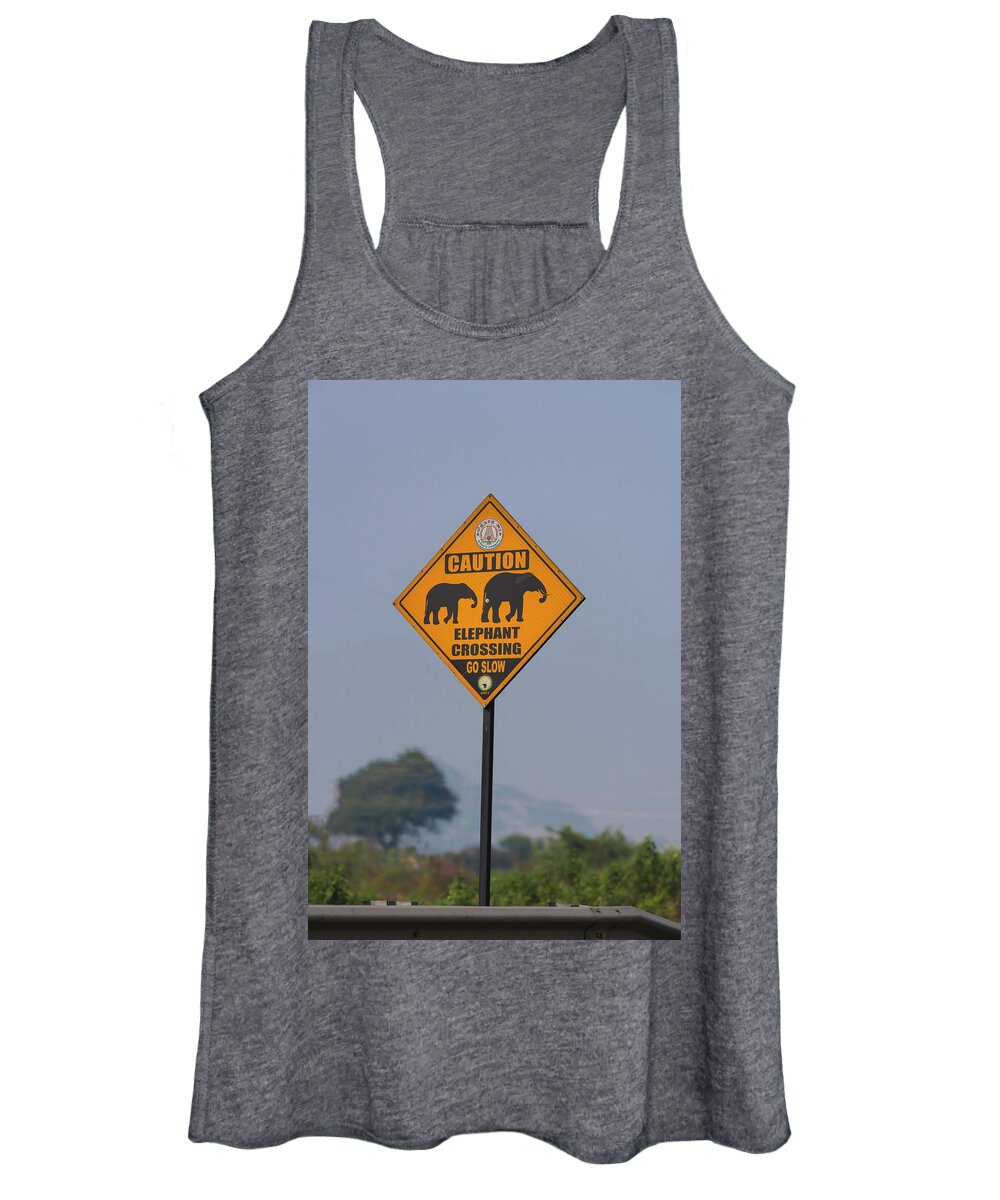 Animal Women's Tank Top featuring the photograph Elephant crossing by Maria Heyens