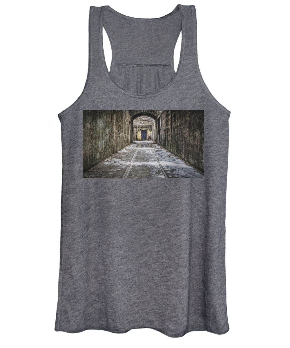 Sandy Hook Women's Tank Top featuring the photograph End Of The Tracks by Steve Stanger