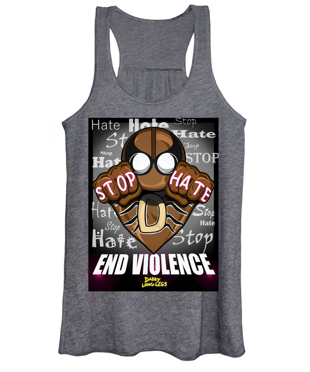 Brown Women's Tank Top featuring the digital art End VIOLENCE by Demitrius Motion Bullock