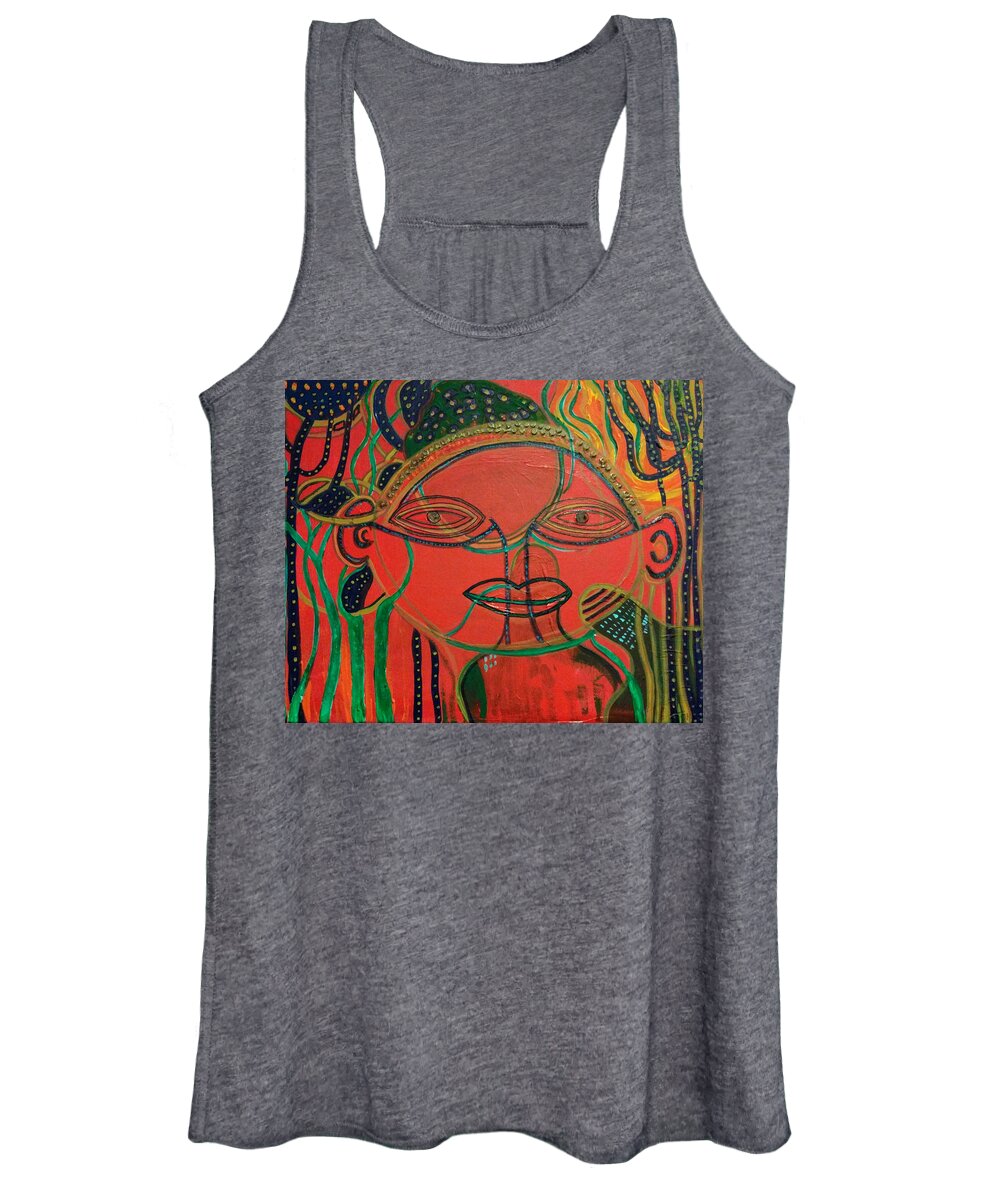 Portrait Women's Tank Top featuring the painting Face by Raji Musinipally