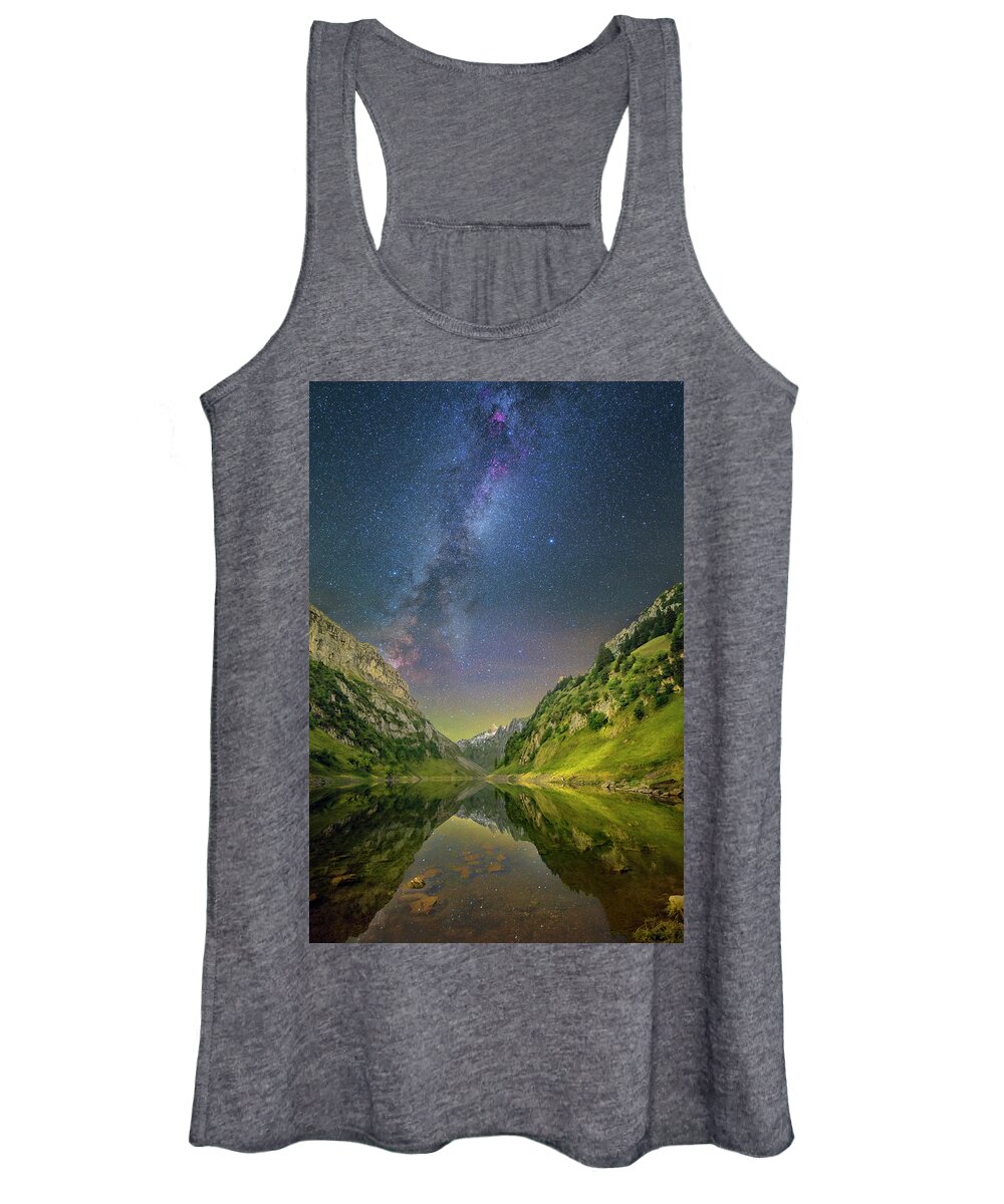 Mountains Women's Tank Top featuring the photograph Faelensee Nights by Ralf Rohner