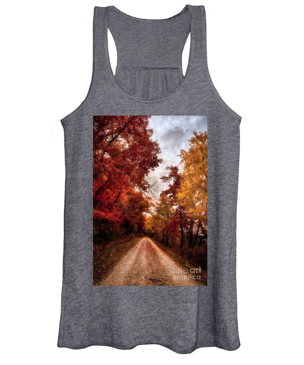 Tree Women's Tank Top featuring the photograph Fall Lane by Bill Frische