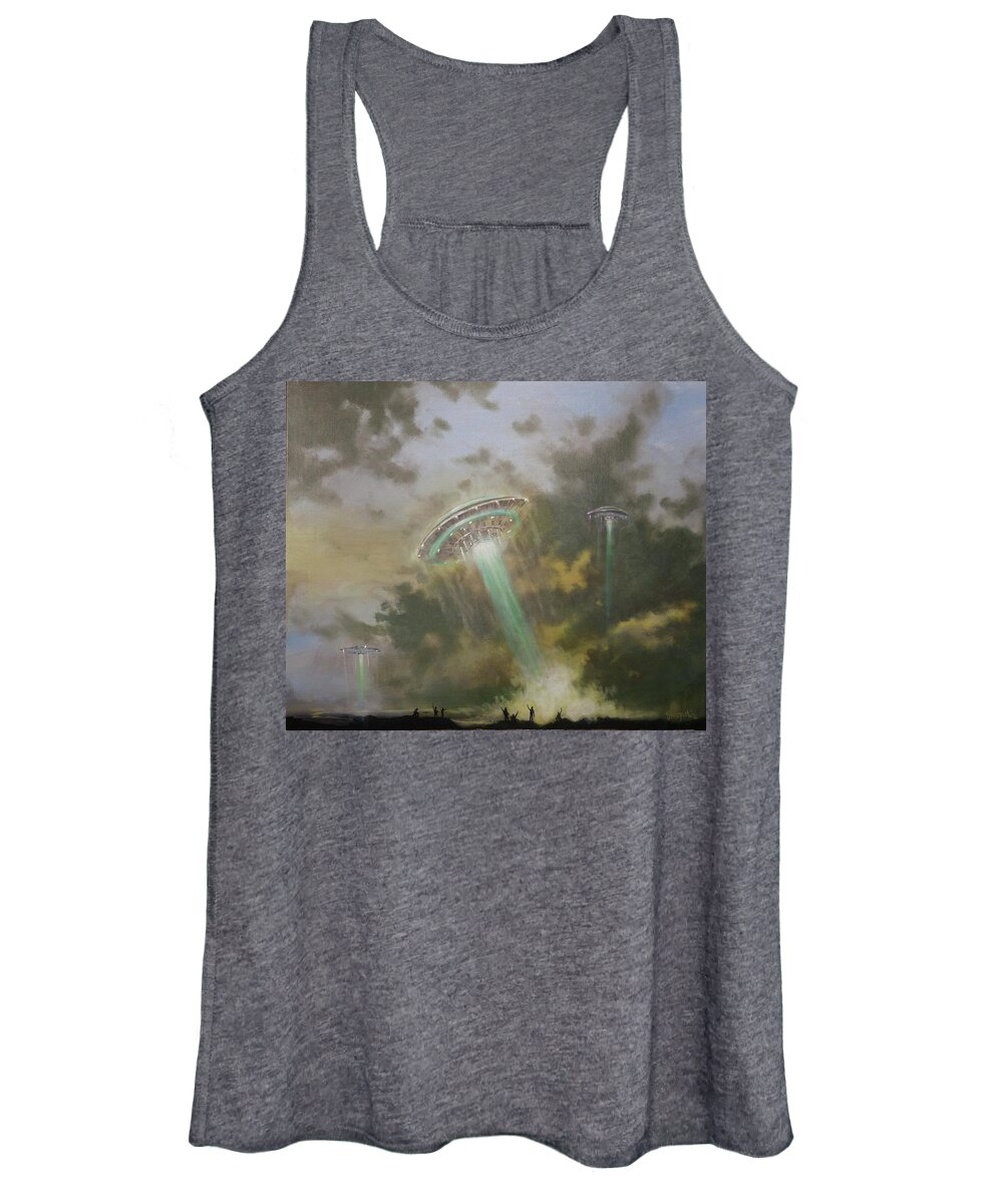  Ufo Women's Tank Top featuring the painting Farewell to the Visitors by Tom Shropshire