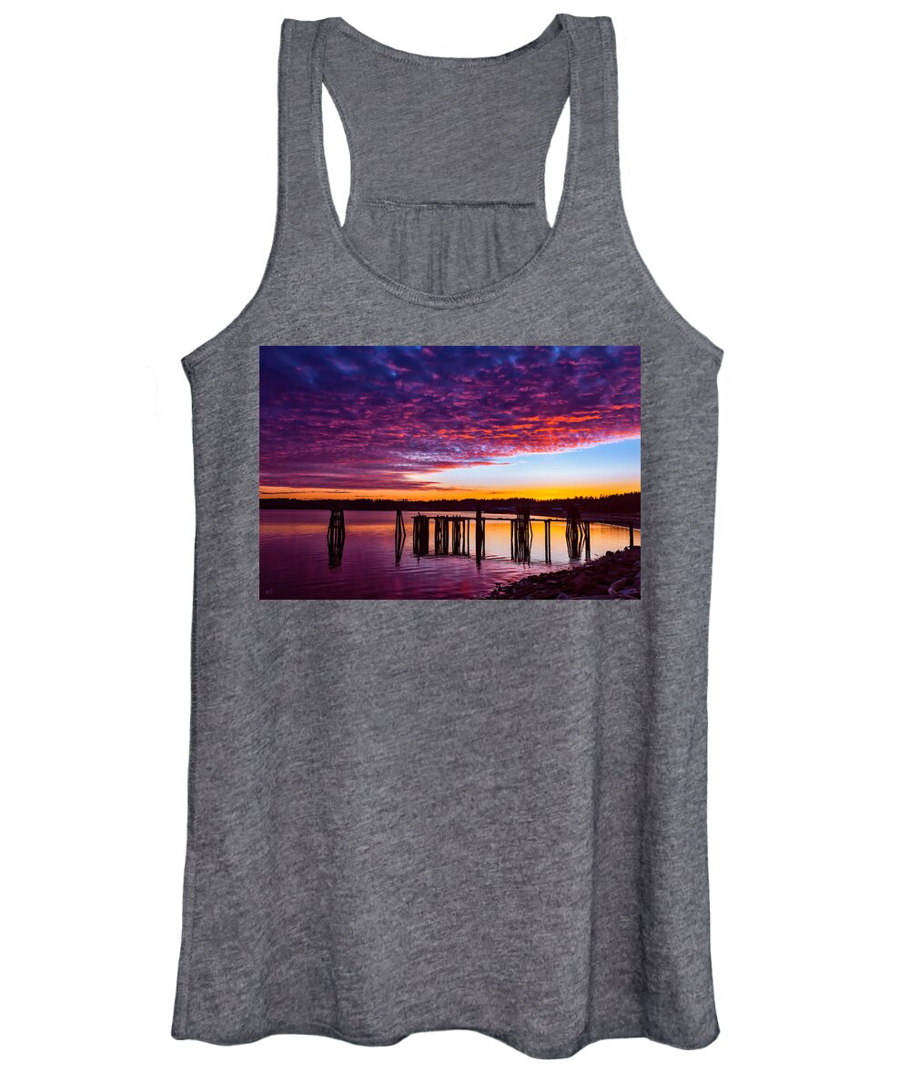 Friday Harbor Washington Women's Tank Top featuring the photograph Fire in the Sky by Thomas Ashcraft