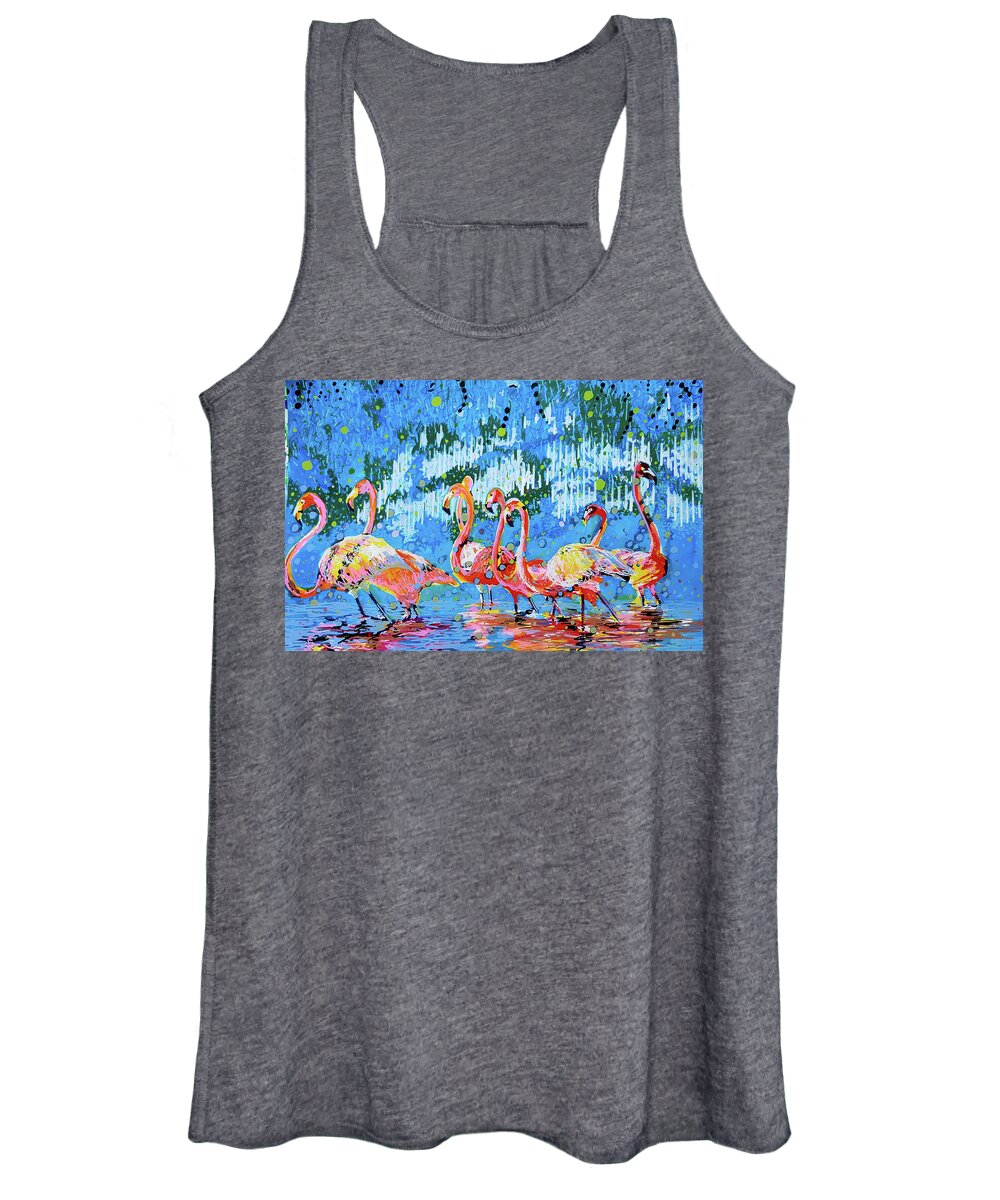 Flamingo Women's Tank Top featuring the painting Flamingo Pat Party by Tilly Strauss