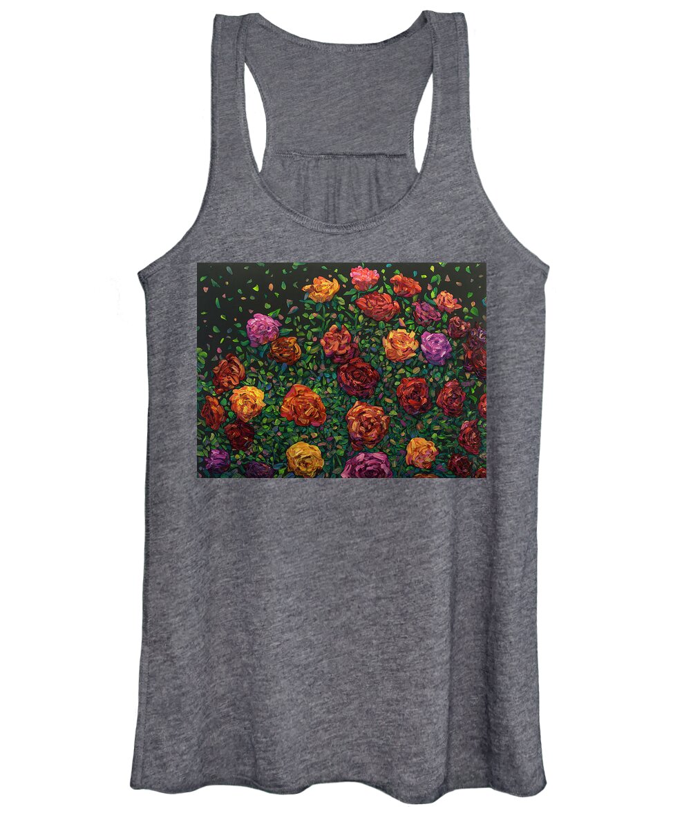 Flowers Women's Tank Top featuring the painting Floral Interpretation - Roses by James W Johnson