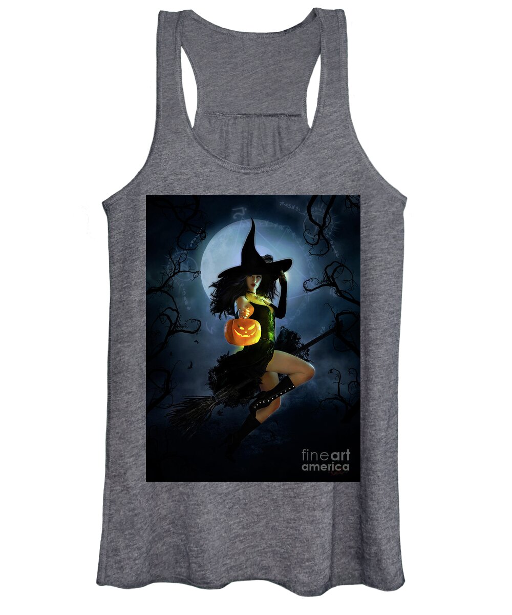 Fly By Night Women's Tank Top featuring the mixed media Fly by Night Halloween by Shanina Conway