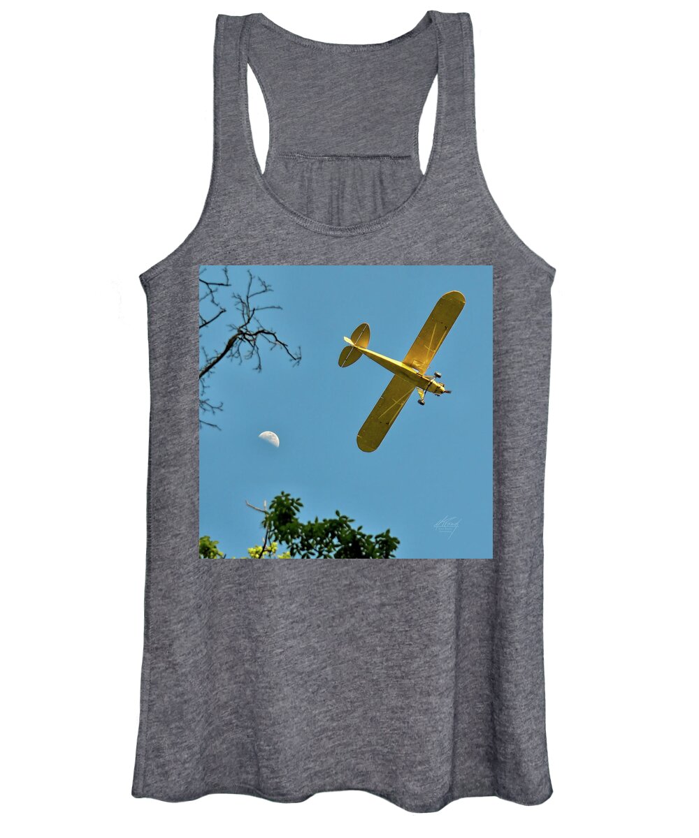 Airplane Women's Tank Top featuring the photograph Fly Me to the Moon by Michael Frank